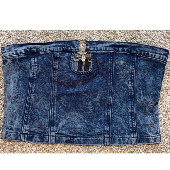Fashion Nova Tops - Fashion Nova Always A Vibe Denim Top Dark Wash Acid Strapless O-Ring NWT's